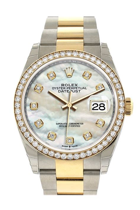 rolex datejust mother of pearl diamond bezel|rolex datejust 36mm on wrist.